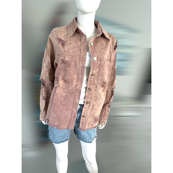 Fantastic fawn washed mauve oversized shacket M L - Picture 4 of 9